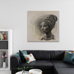 Tablou portret carbune femeie africana cu turban maro 1319 camera 2 - Afis Poster portret carbune femeie africana cu turban maro pentru living casa birou bucatarie livrare in 24 ore la cel mai bun pret.