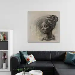 Tablou portret carbune femeie africana cu turban maro 1319 camera 2 - Afis Poster portret carbune femeie africana cu turban maro pentru living casa birou bucatarie livrare in 24 ore la cel mai bun pret.