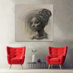 Tablou portret carbune femeie africana cu turban maro 1319 hol - Afis Poster portret carbune femeie africana cu turban maro pentru living casa birou bucatarie livrare in 24 ore la cel mai bun pret.