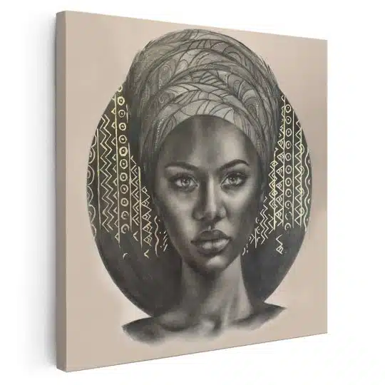 Tablou portret carbune femeie africana cu turban maro 1320 - Afis Poster portret carbune femeie africana cu turban, maro pentru living casa birou bucatarie livrare in 24 ore la cel mai bun pret.