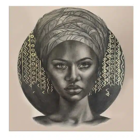 Tablou portret carbune femeie africana cu turban maro 1320 frontal - Afis Poster portret carbune femeie africana cu turban, maro pentru living casa birou bucatarie livrare in 24 ore la cel mai bun pret.