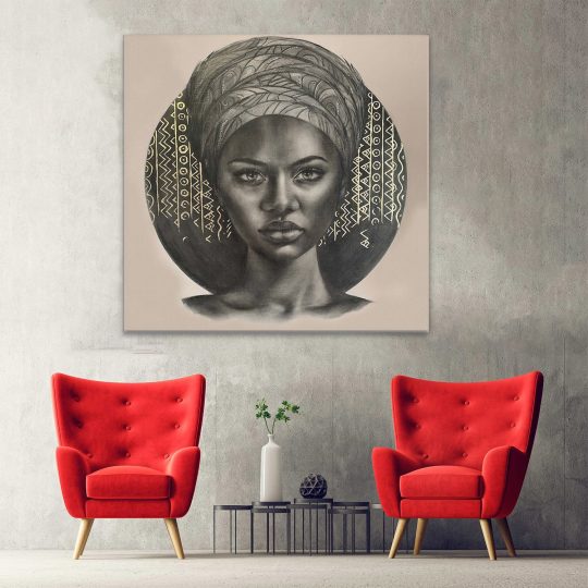 Tablou portret carbune femeie africana cu turban maro 1320 hol - Afis Poster portret carbune femeie africana cu turban, maro pentru living casa birou bucatarie livrare in 24 ore la cel mai bun pret.
