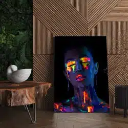 Tablou portret femeie cu machiaj fluorescent in lumina neon 4327 living