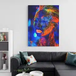 Tablou portret femeie cu machiaj fluorescent sub lumina UV 4305 living 2