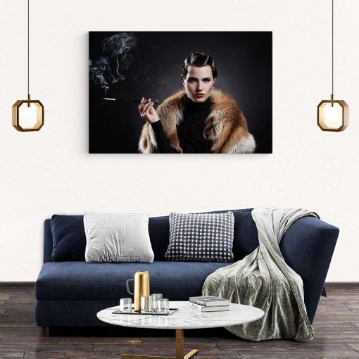 Tablou portret femeie cu tigara stil anii 20 4350 living modern 2