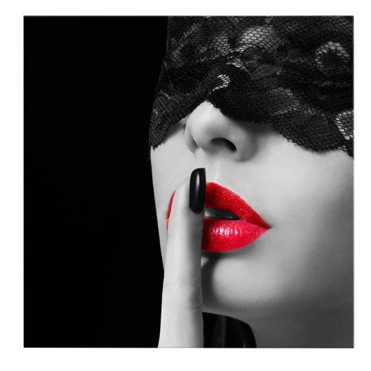 Tablou portret femeie cu voal dantela si buze rosii alb negru 1256 frontal - Afis Poster portret femeie cu voal dantela si buze rosii alb negru pentru living casa birou bucatarie livrare in 24 ore la cel mai bun pret.