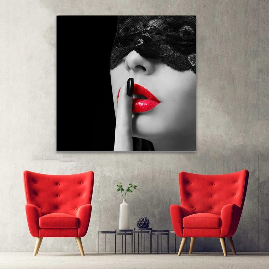 Tablou portret femeie cu voal dantela si buze rosii alb negru 1256 hol - Afis Poster portret femeie cu voal dantela si buze rosii alb negru pentru living casa birou bucatarie livrare in 24 ore la cel mai bun pret.