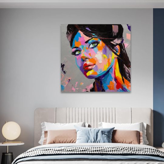 Tablou portret femeie pictura in ulei multicolor 1397 camera 1 - Afis Poster tablou portret femeie pictura pentru living casa birou bucatarie livrare in 24 ore la cel mai bun pret.