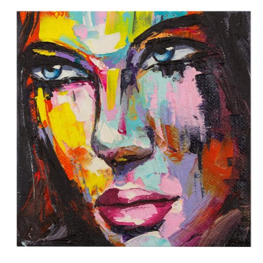 Tablou portret femeie pictura in ulei multicolor 1398 frontal - Afis Poster portret femeie pictura in ulei multicolor pentru living casa birou bucatarie livrare in 24 ore la cel mai bun pret.