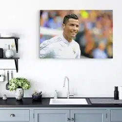 Tablou portret fotbalist Cristiano Ronaldo alb 1568 bucatarie - Afis Poster Cristiano Ronaldo fotbalist alb pentru living casa birou bucatarie livrare in 24 ore la cel mai bun pret.