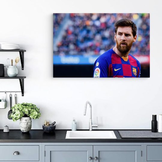 Tablou portret fotbalist Lionel Messi albastru 1565 bucatarie - Afis Poster Tablou Lionel Messi pentru living casa birou bucatarie livrare in 24 ore la cel mai bun pret.