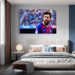 Tablou portret fotbalist Lionel Messi albastru 1565 dormitor - Afis Poster Tablou Lionel Messi pentru living casa birou bucatarie livrare in 24 ore la cel mai bun pret.