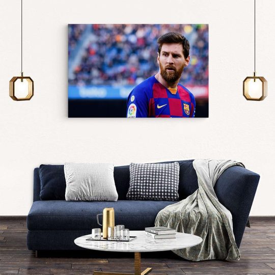Tablou portret fotbalist Lionel Messi albastru 1565 living modern 2 - Afis Poster Tablou Lionel Messi pentru living casa birou bucatarie livrare in 24 ore la cel mai bun pret.