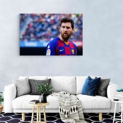 Tablou portret fotbalist Lionel Messi albastru 1565 living modern - Afis Poster Tablou Lionel Messi pentru living casa birou bucatarie livrare in 24 ore la cel mai bun pret.