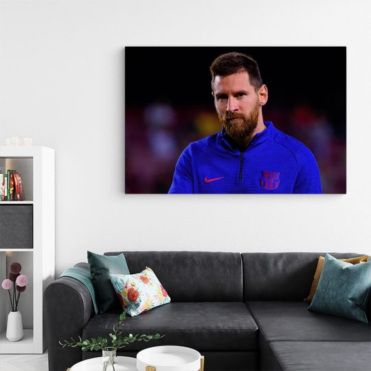 Tablou portret fotbalist Lionel Messi albastru 1567 living - Afis Poster Tablou Lionel Messi fotbalist pentru living casa birou bucatarie livrare in 24 ore la cel mai bun pret.