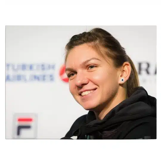 Tablou portret jucatoare de tenis Simona Halep negru 1569 front - Afis Poster Tablou Simona Halep tenis pentru living casa birou bucatarie livrare in 24 ore la cel mai bun pret.