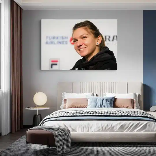 Tablou portret jucatoare de tenis Simona Halep negru 1569 dormitor - Afis Poster Tablou Simona Halep tenis pentru living casa birou bucatarie livrare in 24 ore la cel mai bun pret.