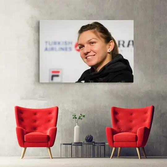 Tablou portret jucatoare de tenis Simona Halep negru 1569 hol - Afis Poster Tablou Simona Halep tenis pentru living casa birou bucatarie livrare in 24 ore la cel mai bun pret.