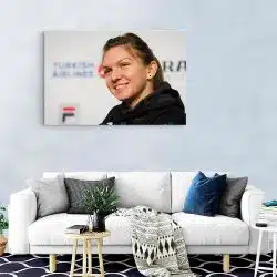 Tablou portret jucatoare de tenis Simona Halep negru 1569 living modern - Afis Poster Tablou Simona Halep tenis pentru living casa birou bucatarie livrare in 24 ore la cel mai bun pret.