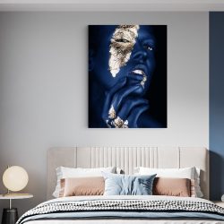 Tablou portret model cu machiaj creativ albastru auriu 1198 dormitor - Afis Poster tablou machiaj auriu si albastru albastru auriu pentru living casa birou bucatarie livrare in 24 ore la cel mai bun pret.