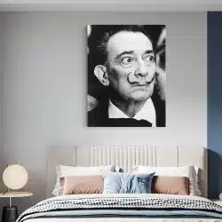 Tablou portret pictor Salvador Dali alb negru 1389 dormitor - Afis Poster tablou portret pictor Salvador Dali pentru living casa birou bucatarie livrare in 24 ore la cel mai bun pret.