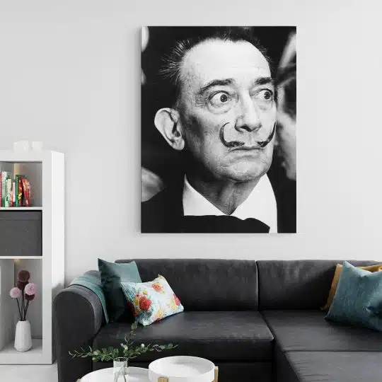 Tablou portret pictor Salvador Dali alb negru 1389 living 2 - Afis Poster tablou portret pictor Salvador Dali pentru living casa birou bucatarie livrare in 24 ore la cel mai bun pret.