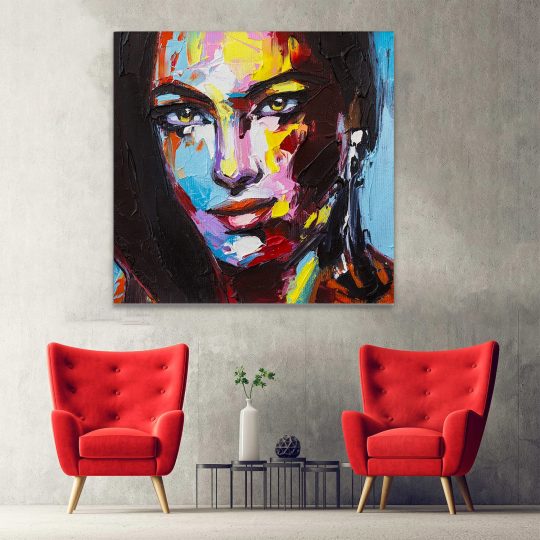 Tablou portret pictura in ulei femeie multicolor 1392 hol - Afis Poster portret pictura in ulei femeie multicolor pentru living casa birou bucatarie livrare in 24 ore la cel mai bun pret.