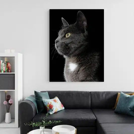 Tablou portret profil pisica gri 3078 living 2