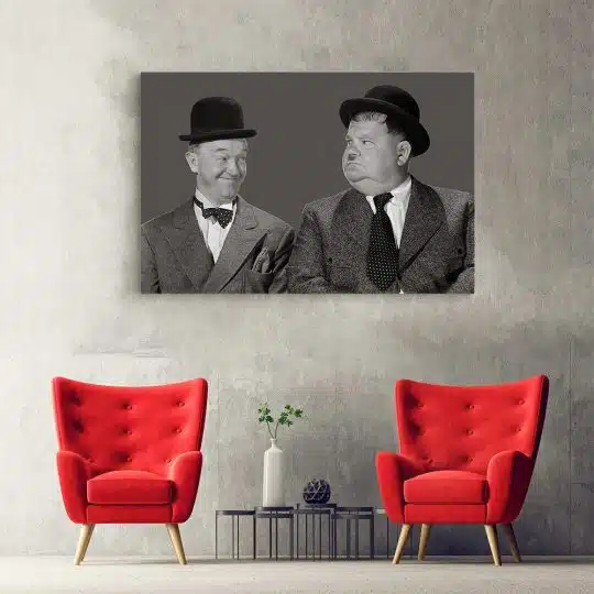 Tablou portrete actori Stan Laurel si Oliver Hardy alb negru 1551 hol - Afis Poster Tablou Stan Laurel si Oliver Hardy pentru living casa birou bucatarie livrare in 24 ore la cel mai bun pret.