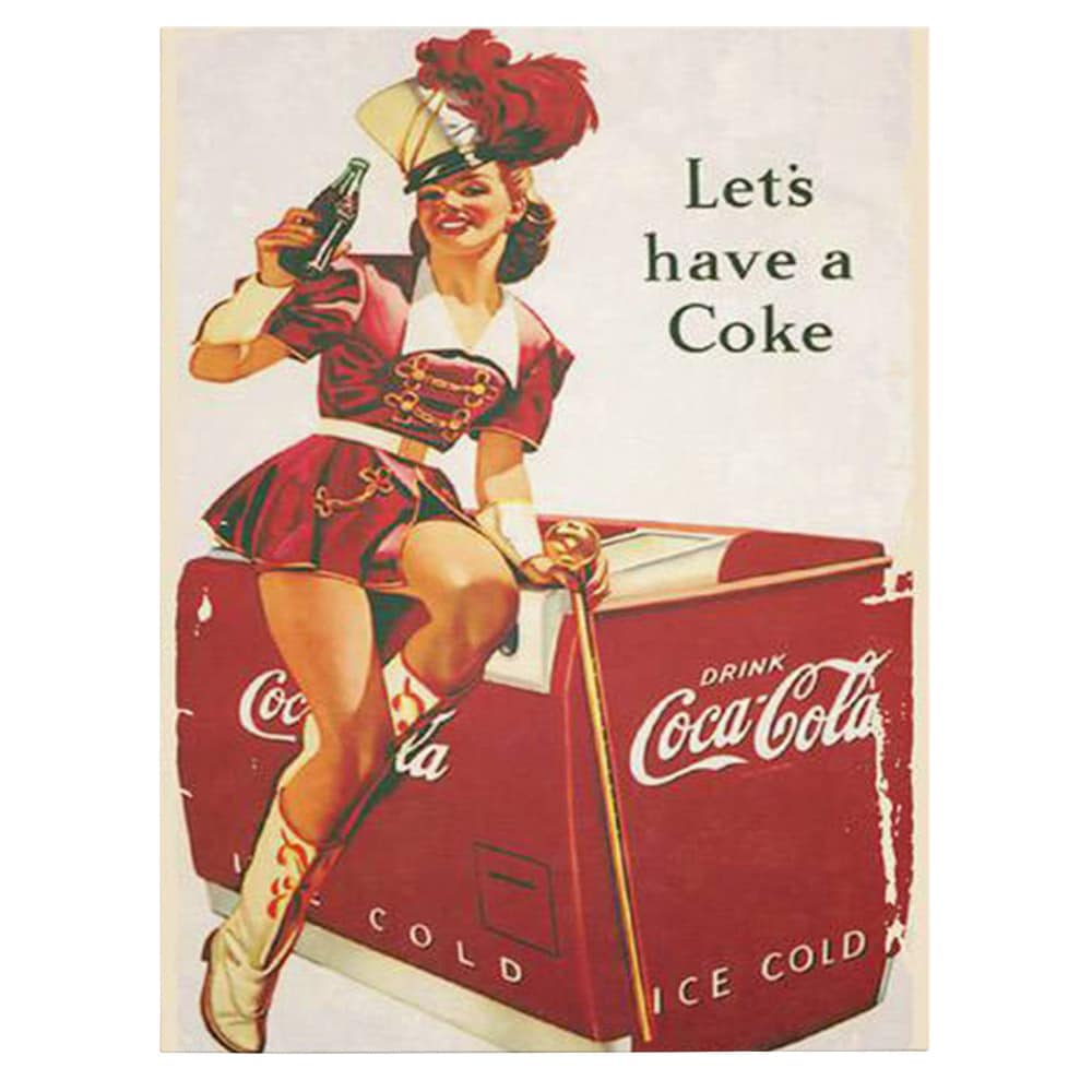 Tablou poster Lets have a Coke vintage - Material produs:: Tablou canvas pe panza CU RAMA, Dimensiunea:: 50x70 cm