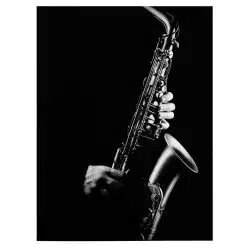 Tablou saxofonist detaliu fundal negru alb negru 1701 front - Afis Poster Tablou saxofonist saxofon pentru living casa birou bucatarie livrare in 24 ore la cel mai bun pret.