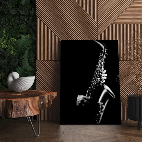 Tablou saxofonist detaliu fundal negru alb negru 1701 living - Afis Poster Tablou saxofonist saxofon pentru living casa birou bucatarie livrare in 24 ore la cel mai bun pret.