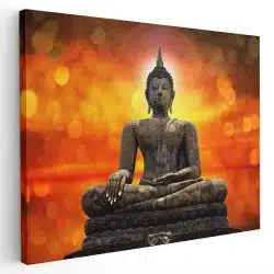 Tablou statuie Buddha pe fundal luminos portocaliu galben maro 1178 - Afis Poster statuie Buddha pe fundal luminos portocaliu galben maro pentru living casa birou bucatarie livrare in 24 ore la cel mai bun pret.