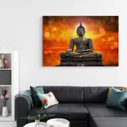 Tablou statuie Buddha pe fundal luminos portocaliu galben maro 1178 living - Afis Poster statuie Buddha pe fundal luminos portocaliu galben maro pentru living casa birou bucatarie livrare in 24 ore la cel mai bun pret.