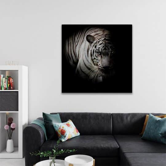 Tablou tigru alb fundal negru 3234 living