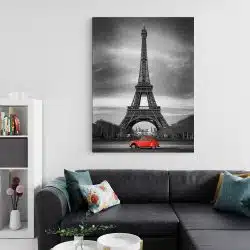 Tablou turnul Eiffel cu masina rosie, Paris 4275 living 2