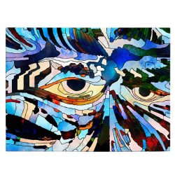 Tablou vitraliu ochi forme abstracte albastru 1966 front - Afis Poster Tablou vitraliu ochi forme abstracte albastru pentru living casa birou bucatarie livrare in 24 ore la cel mai bun pret.