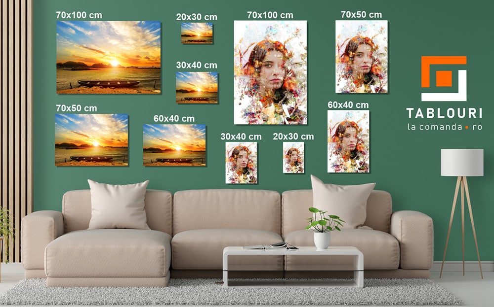 dimensiuni tablou canvas in camera medium - Afis Poster Tablou fantezie tigru cu trandafir pe cap pentru living casa birou bucatarie livrare in 24 ore la cel mai bun pret.
