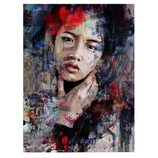 tablou canvas abstract portret femeie in nuante multicolore 1032 front 1 - Afis Poster abstract portret femeie multicolore pentru living casa birou bucatarie livrare in 24 ore la cel mai bun pret.