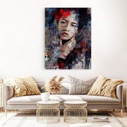 tablou canvas abstract portret femeie in nuante multicolore 1032 living 1 1 - Afis Poster abstract portret femeie multicolore pentru living casa birou bucatarie livrare in 24 ore la cel mai bun pret.